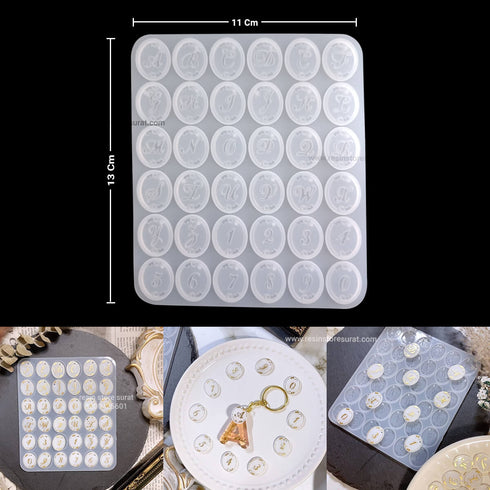 Alphabet Number Oval Earring Pendant Charm Resin Mould
